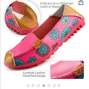 Size 8/40 Rose Red Leather Slip-ons from Amazon